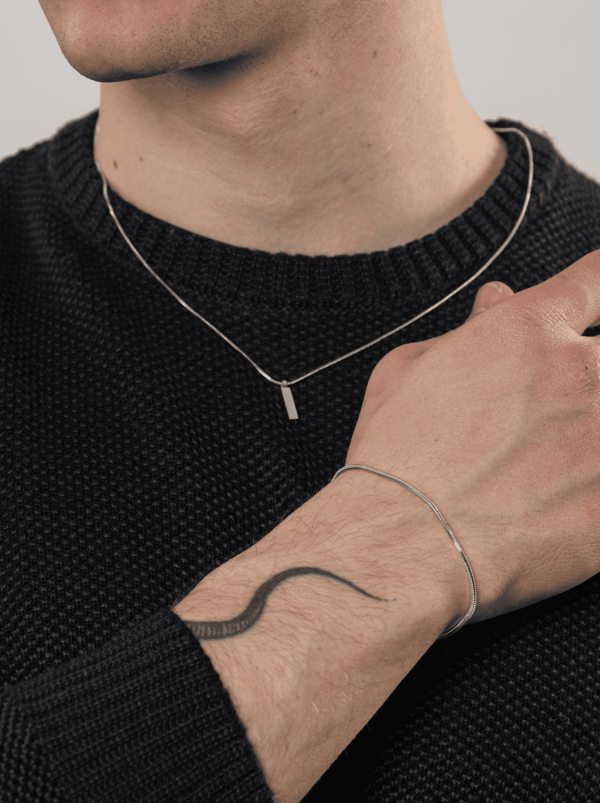 Set minimal pendente square argento