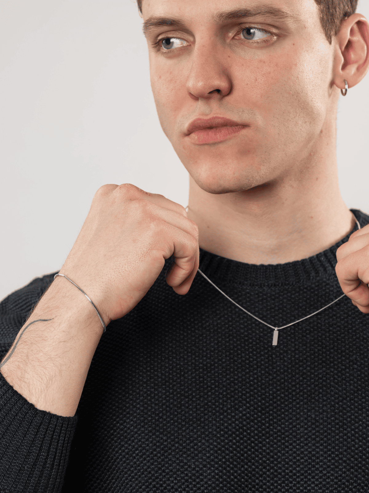 Set minimal pendente snike argento