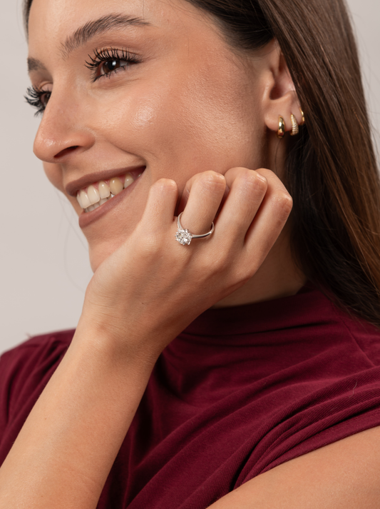 Anello Fiore Sbocciato in argento Sterling 925