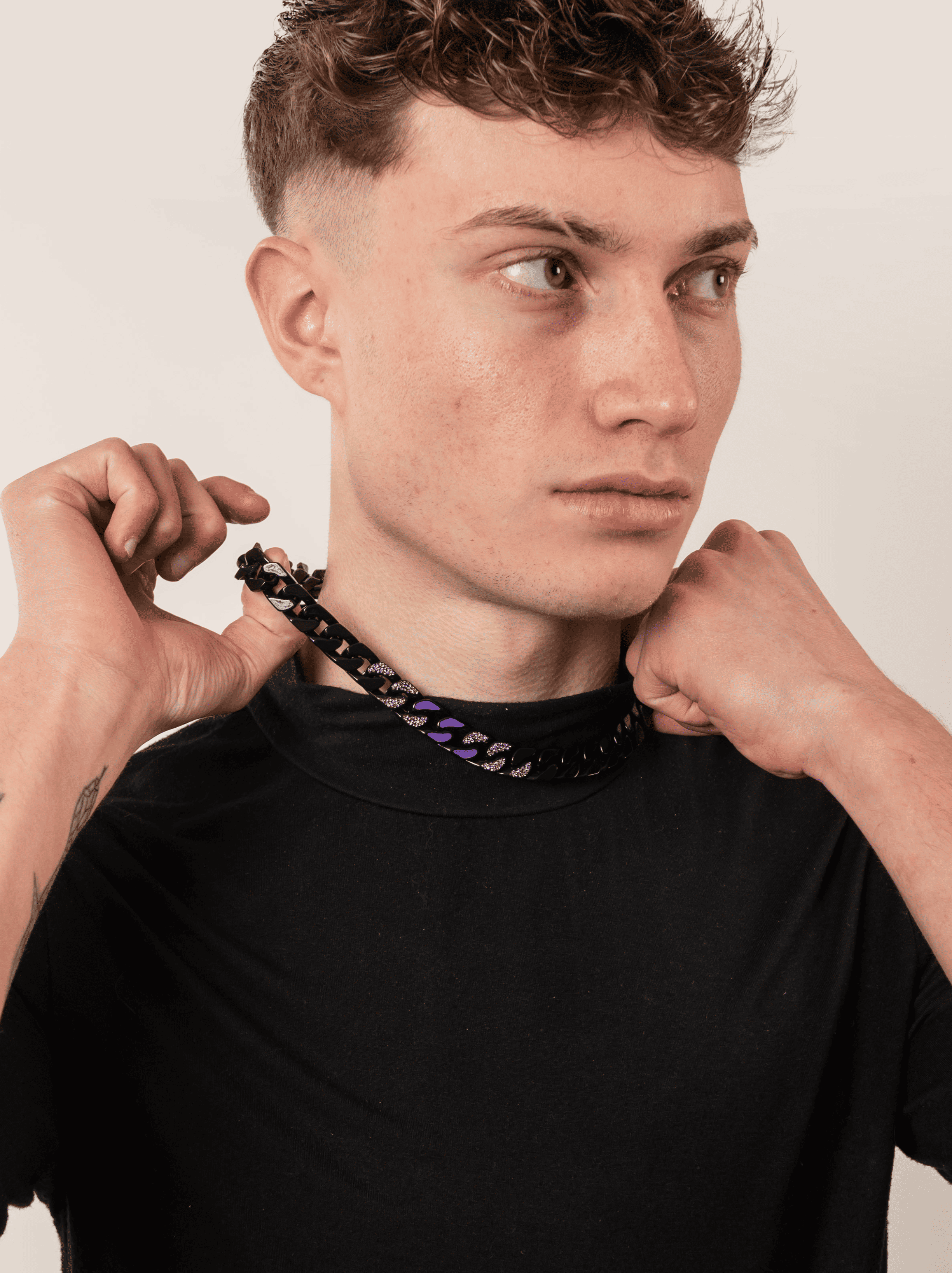 Collana cuban ice black blu 12 mm