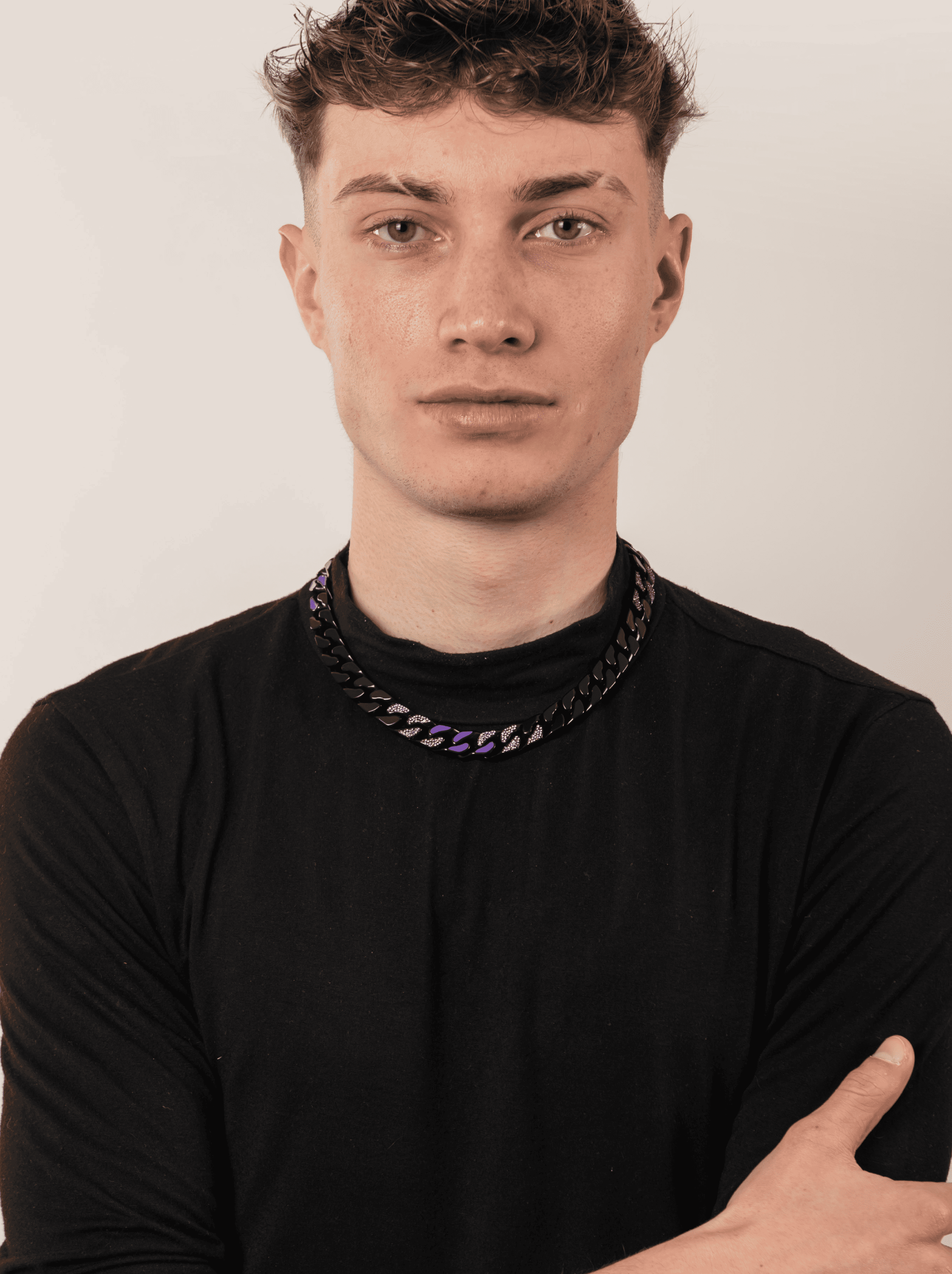 Collana cuban ice black blu 12 mm