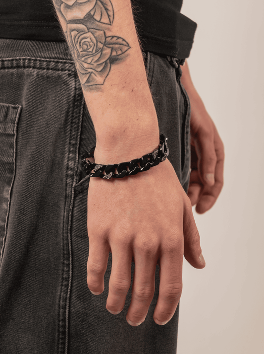 Bracciale cuban ice black blu 12 mm