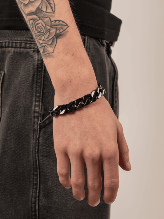 Bracciale cuban ice black bianco 12 mm