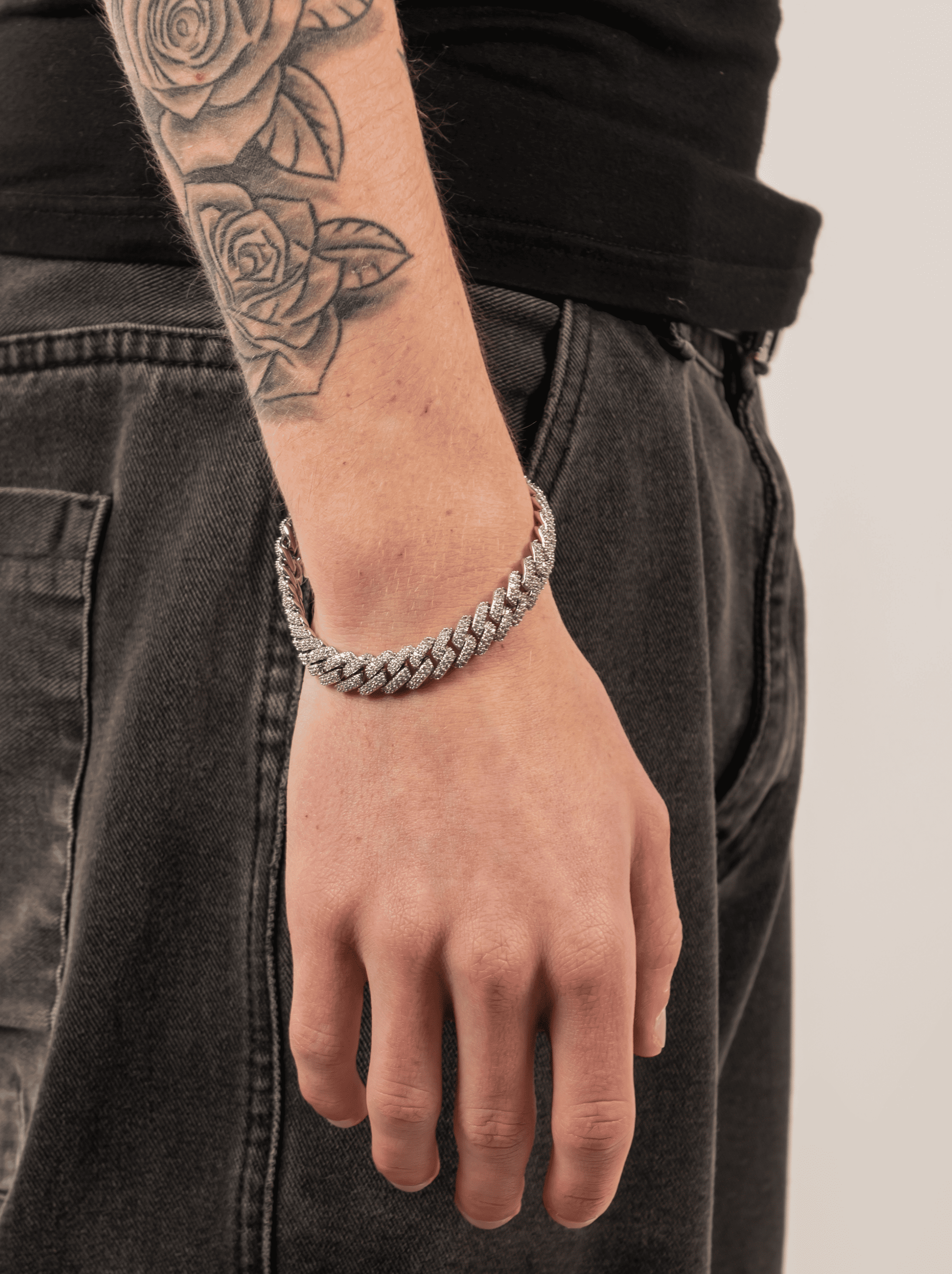 Bracciale ice cuban bianco silver 10 mm