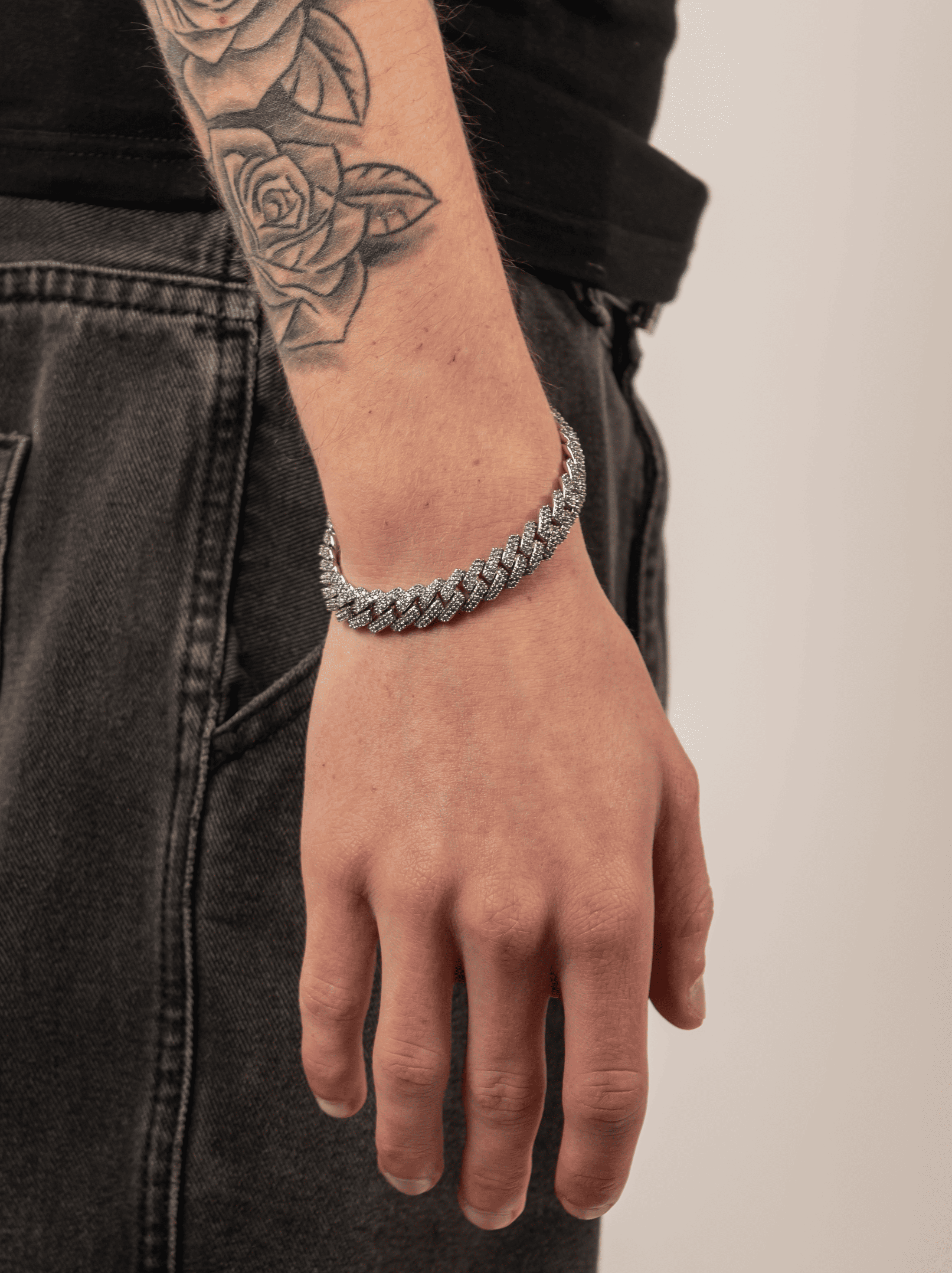 Bracciale ice cuban azzurro silver 10 mm