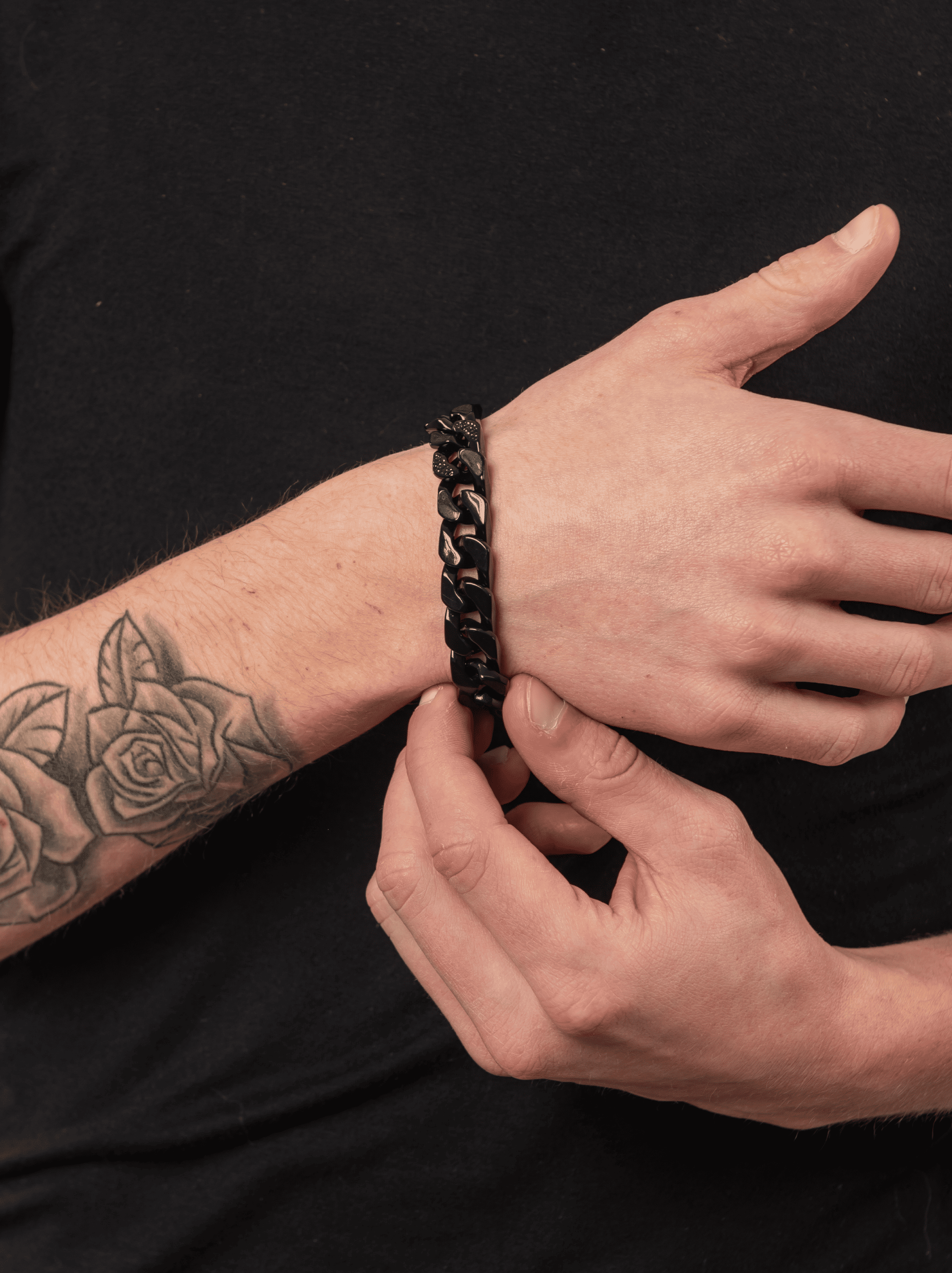Bracciale cuban ice black nero 12 mm