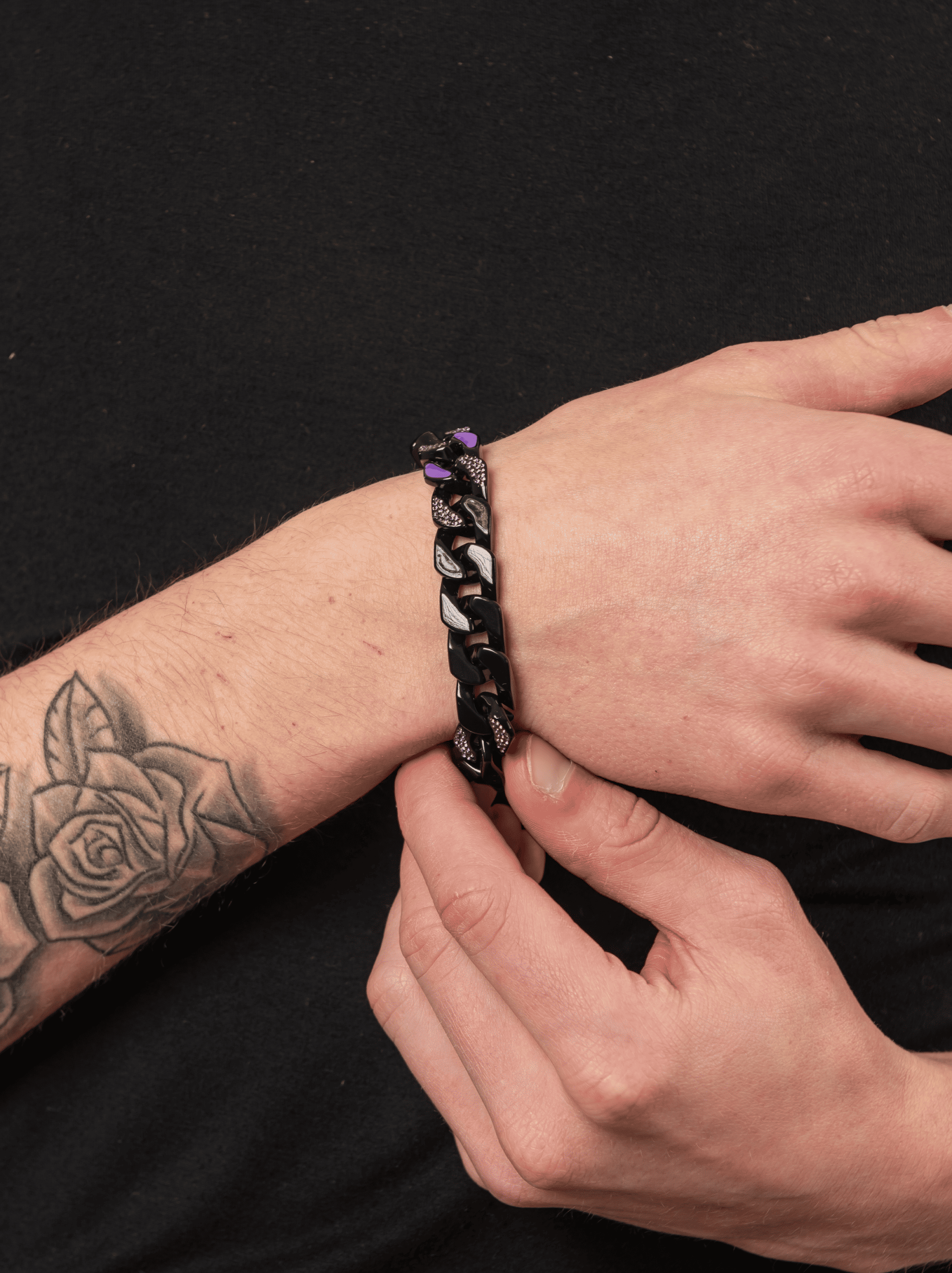 Bracciale cuban ice black blu 12 mm