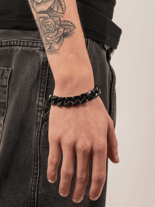 Bracciale cuban ice black nero 12 mm