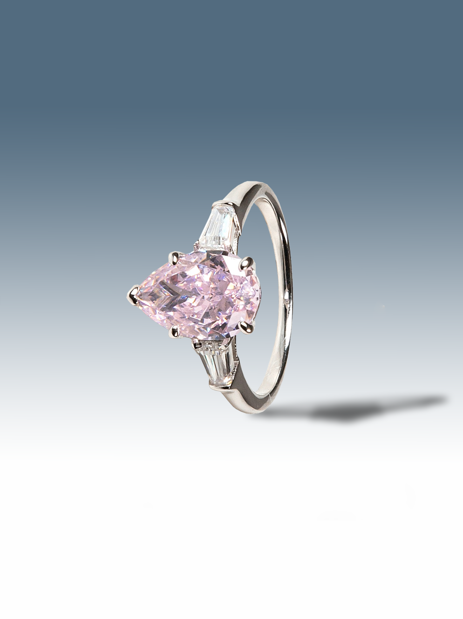 Anello Grande Pietra Rosa in argento Sterling 925