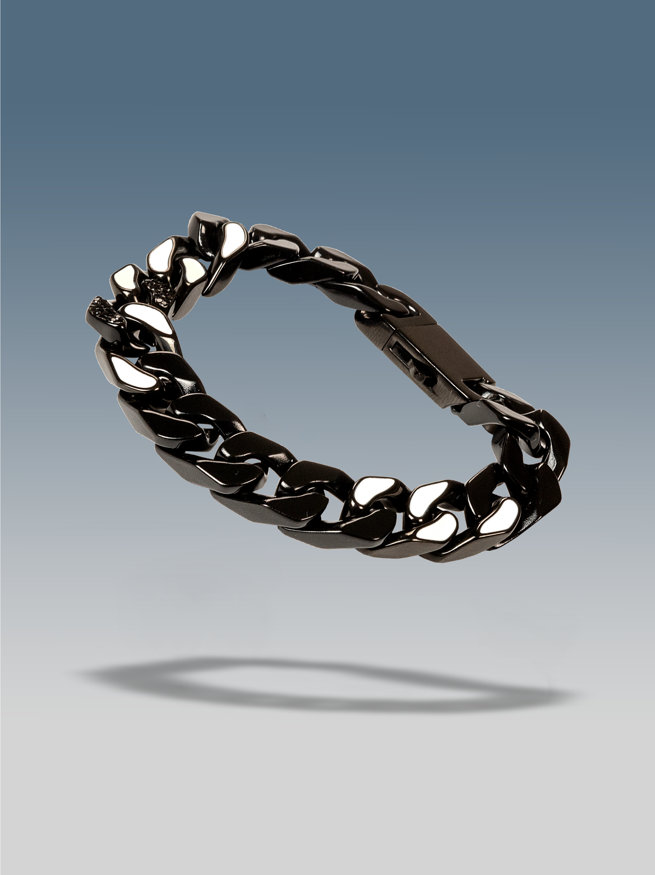 Bracciale cuban ice black bianco 12 mm
