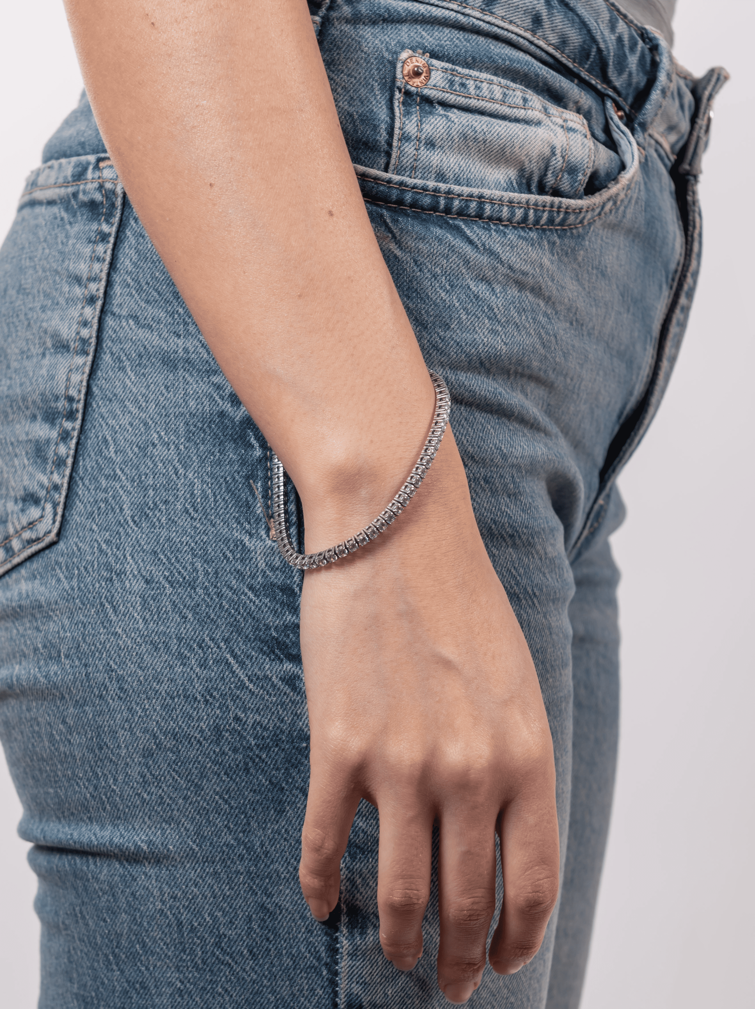 Bracciale tennis bianco silver 3 mm