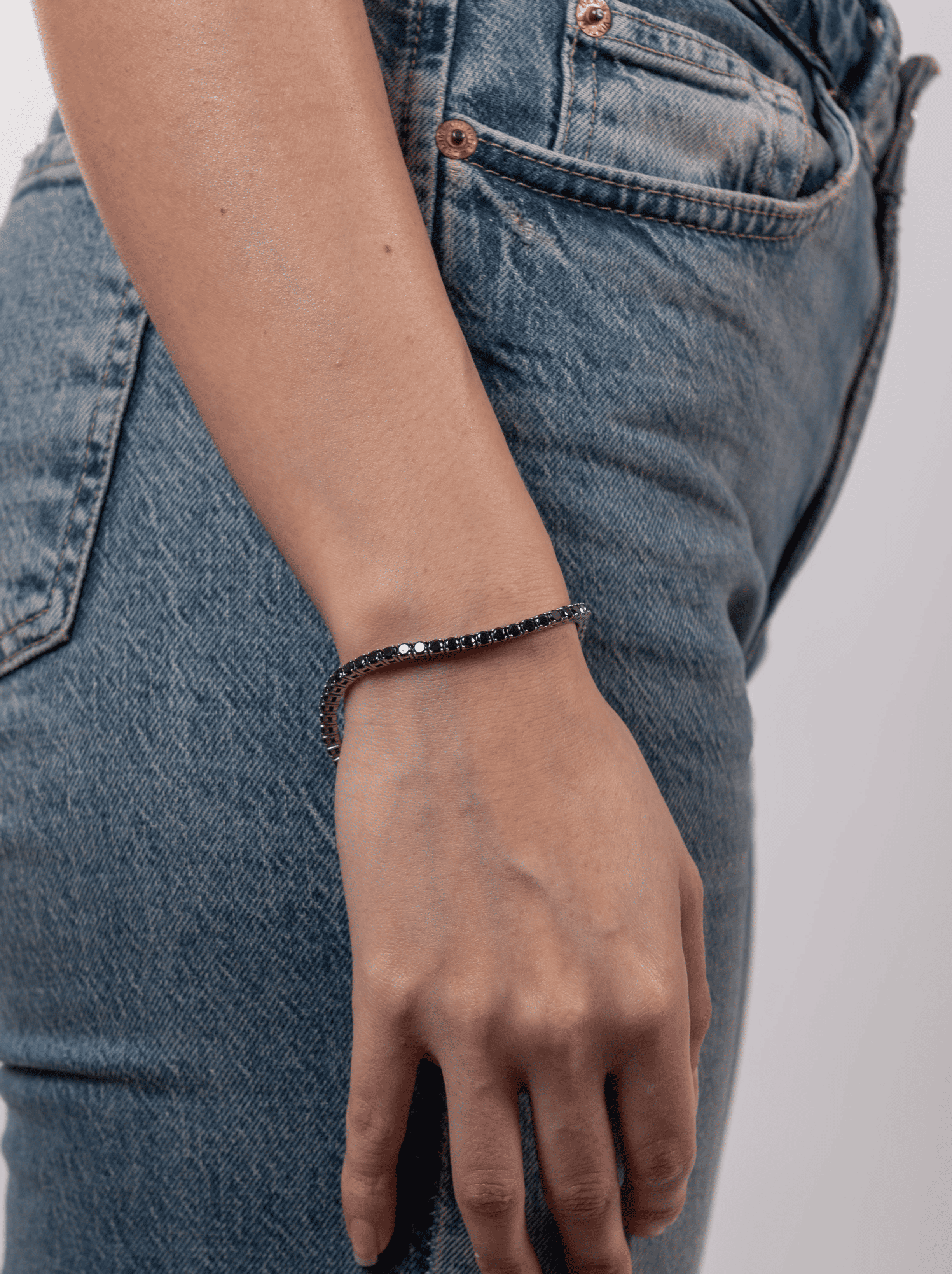 Bracciale tennis nero silver 3 mm