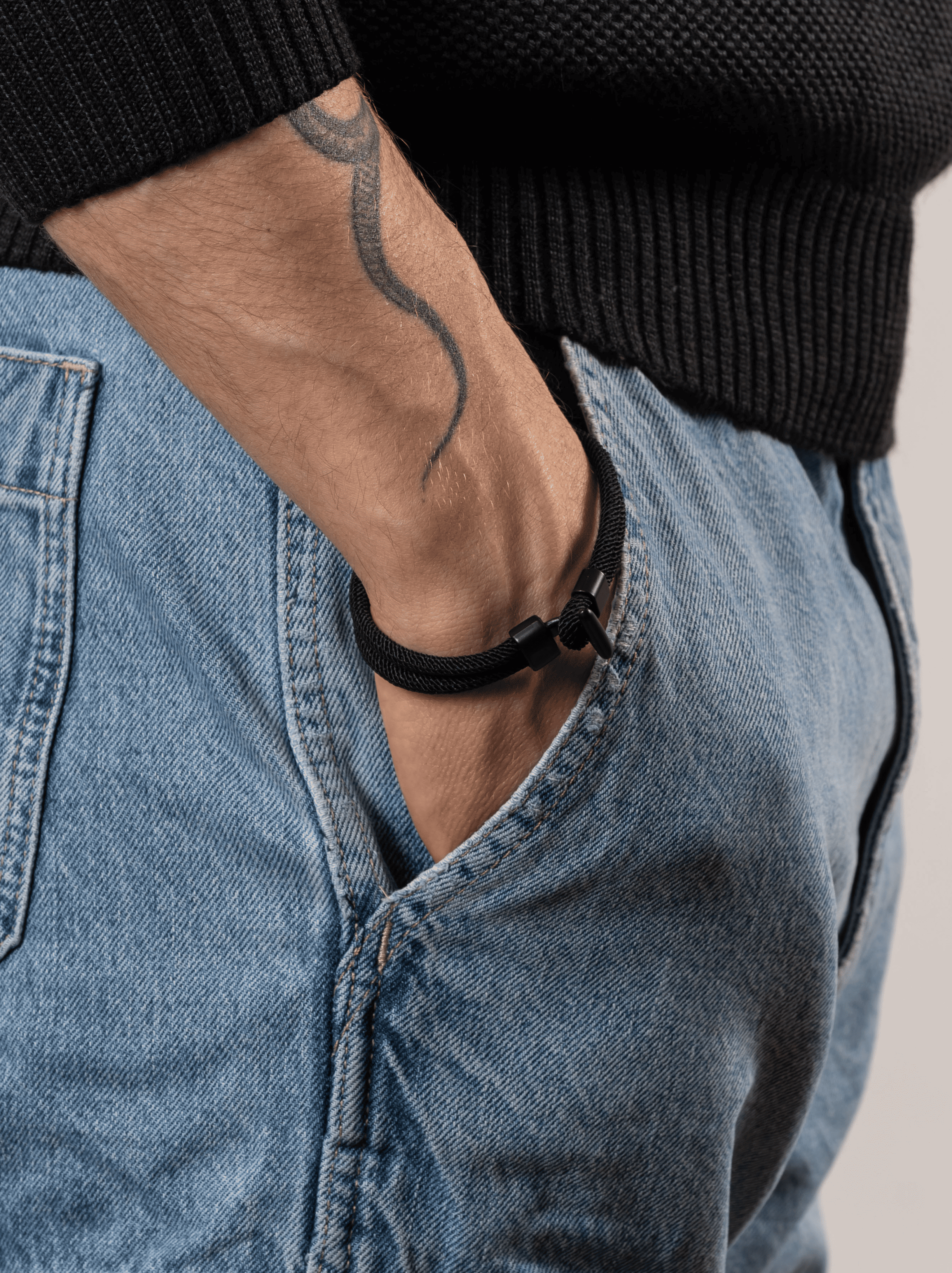 Bracciale rope ancora nero