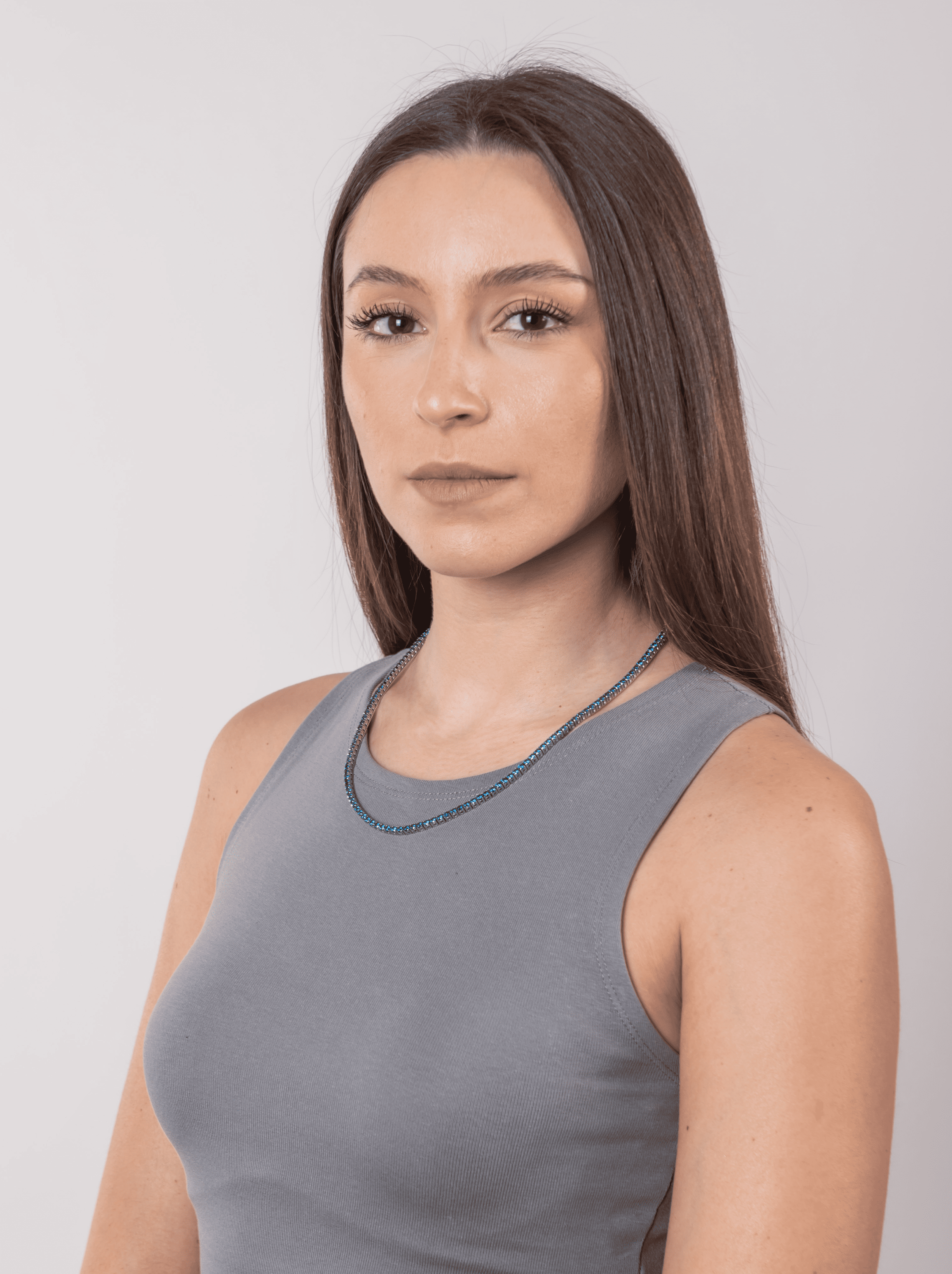 Collana tennis blu silver 3 mm
