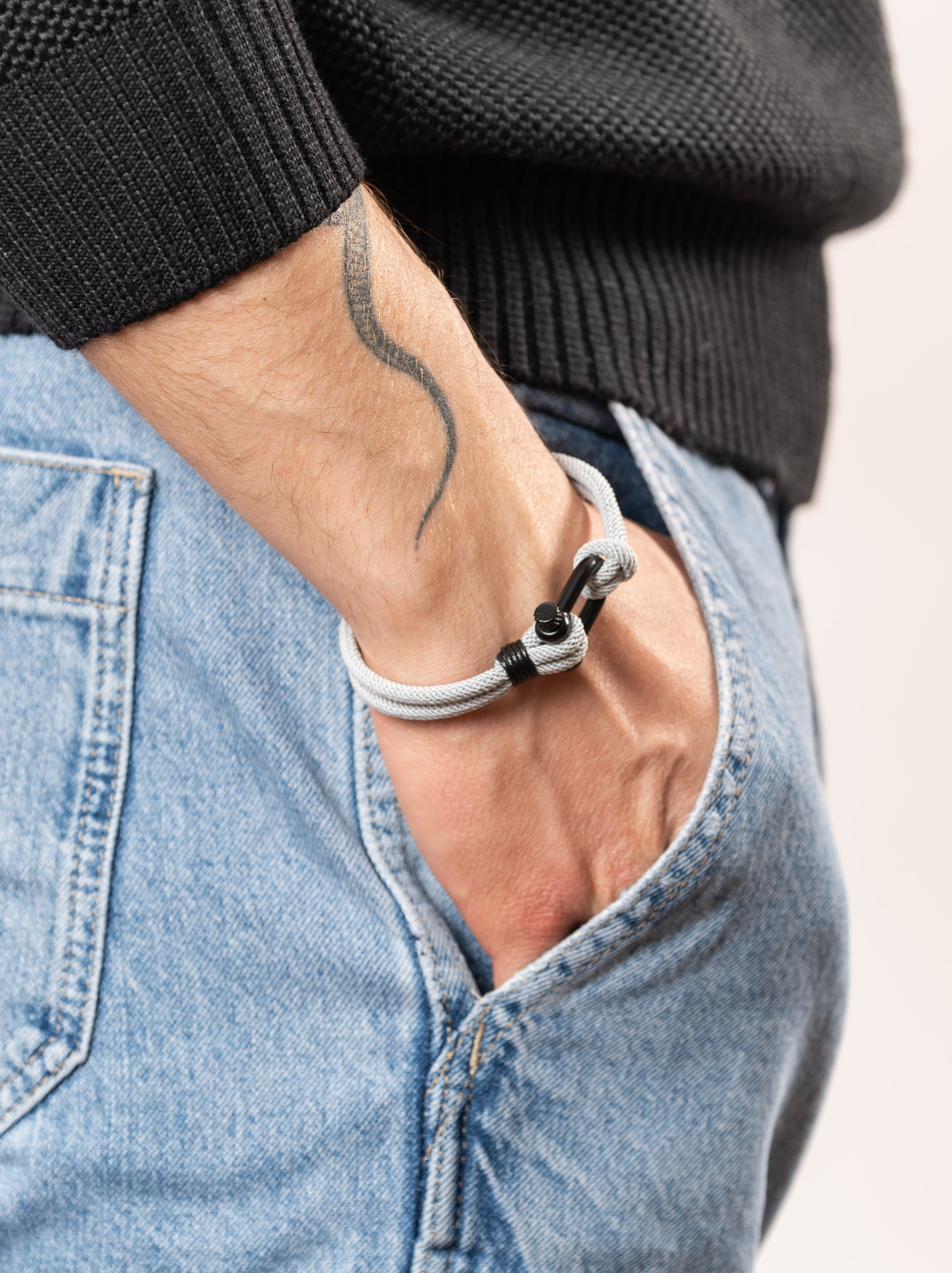 Bracciale rope nodo grigio