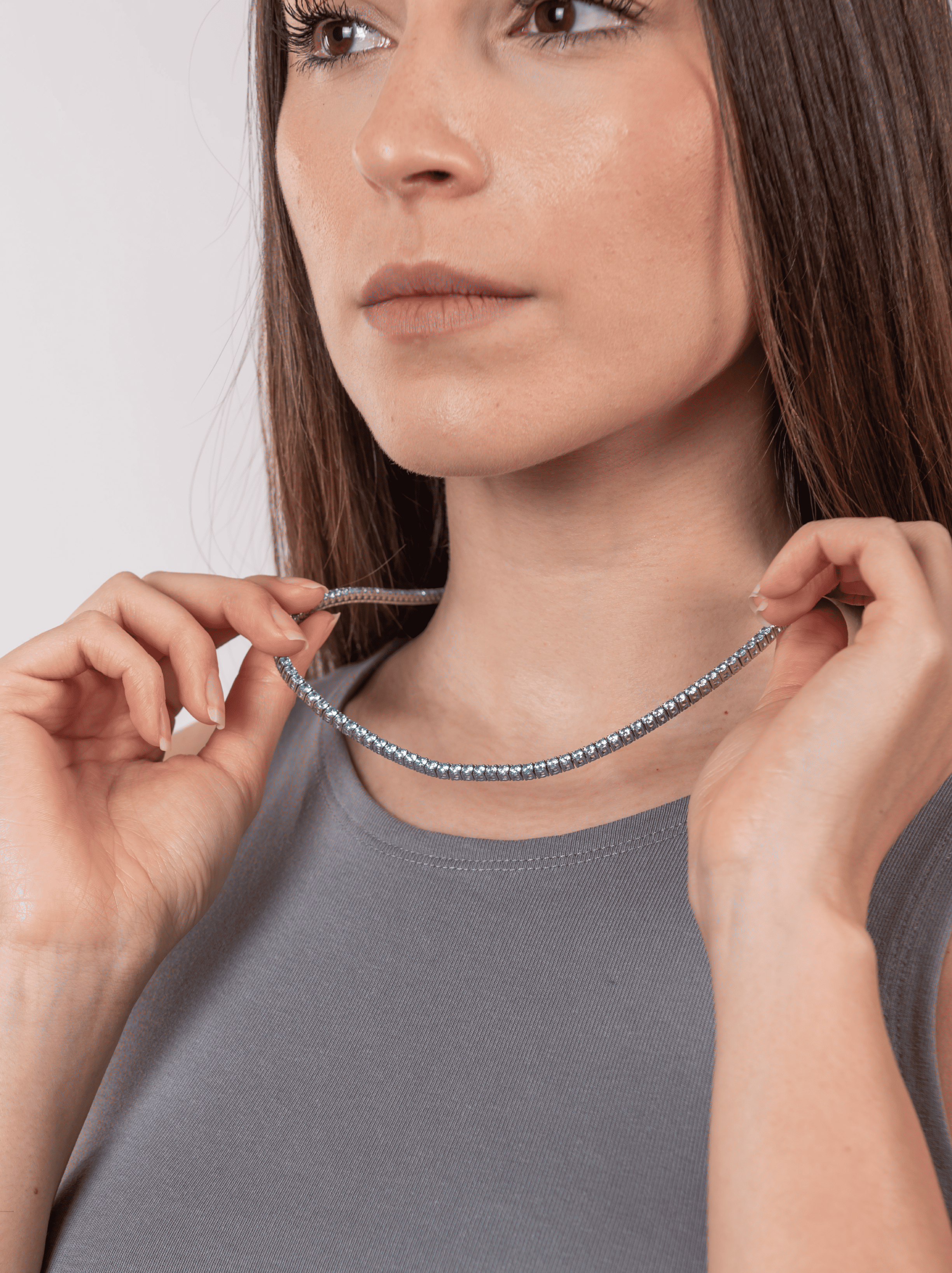 Collana tennis azzurro silver 3 mm