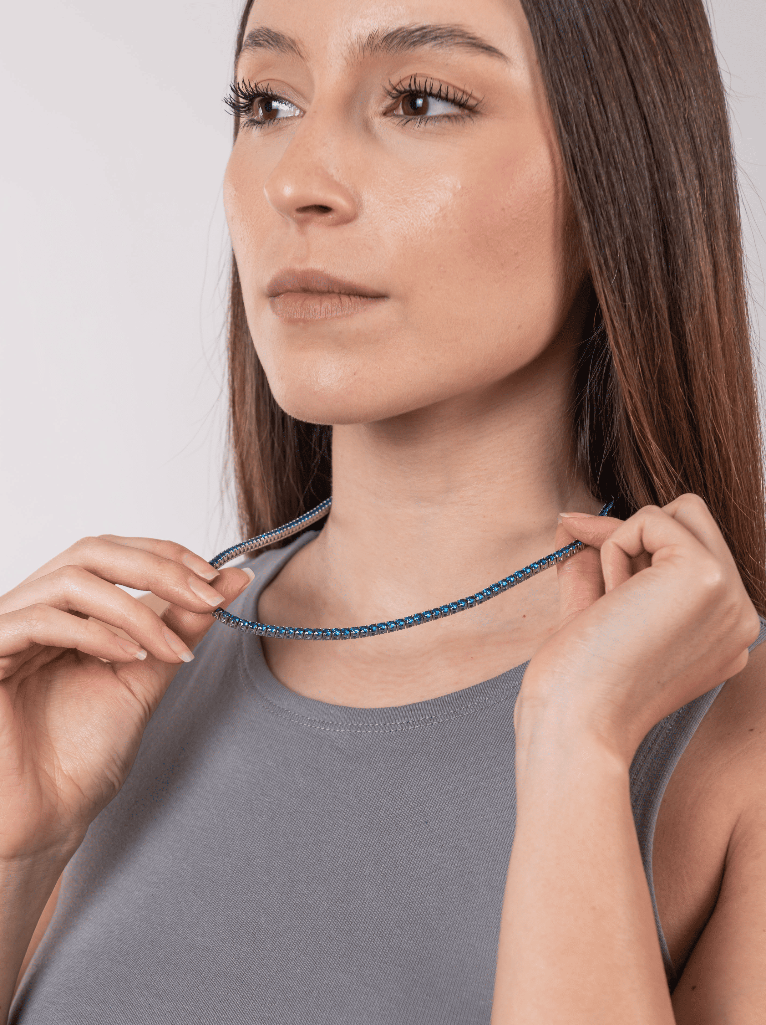 Collana tennis blu silver 3 mm