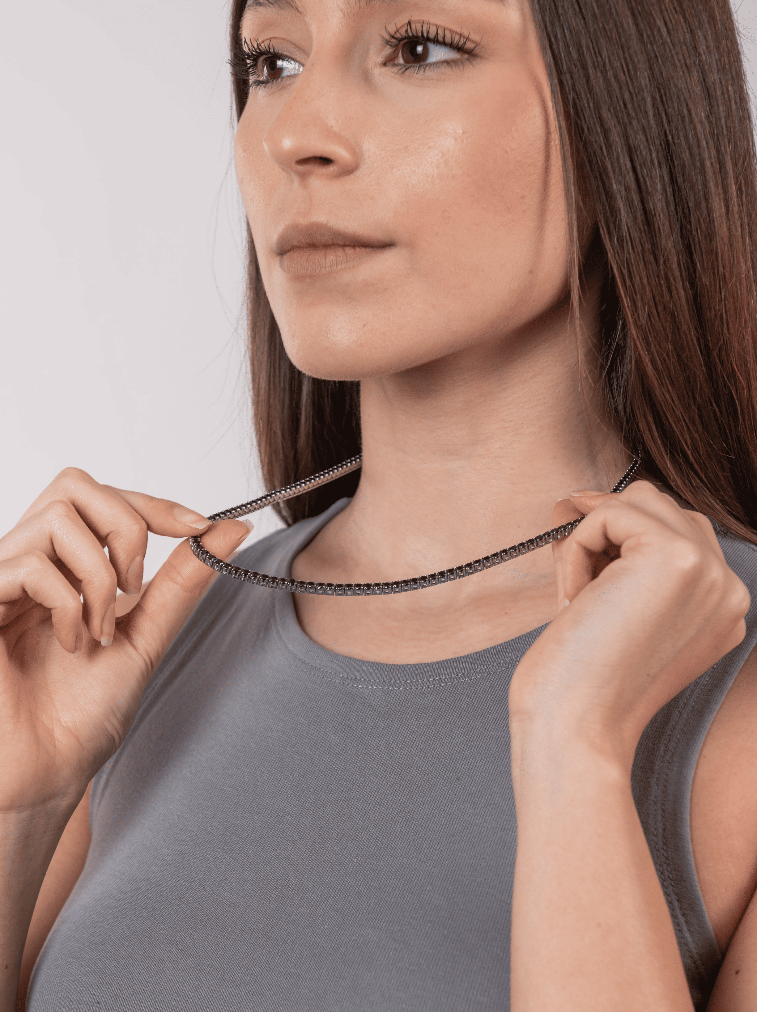 Collana tennis nero silver 3 mm