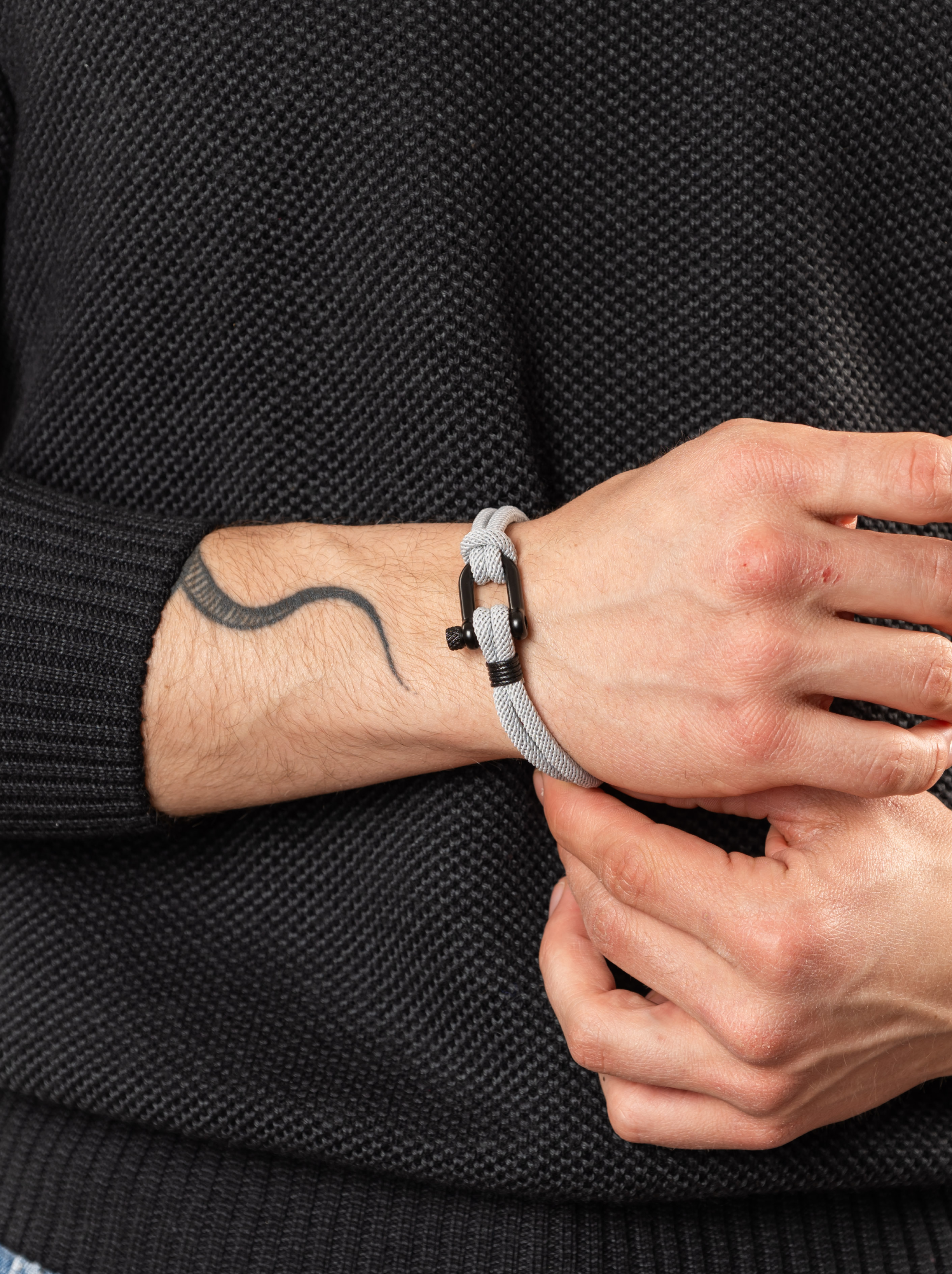 Bracciale rope nodo grigio