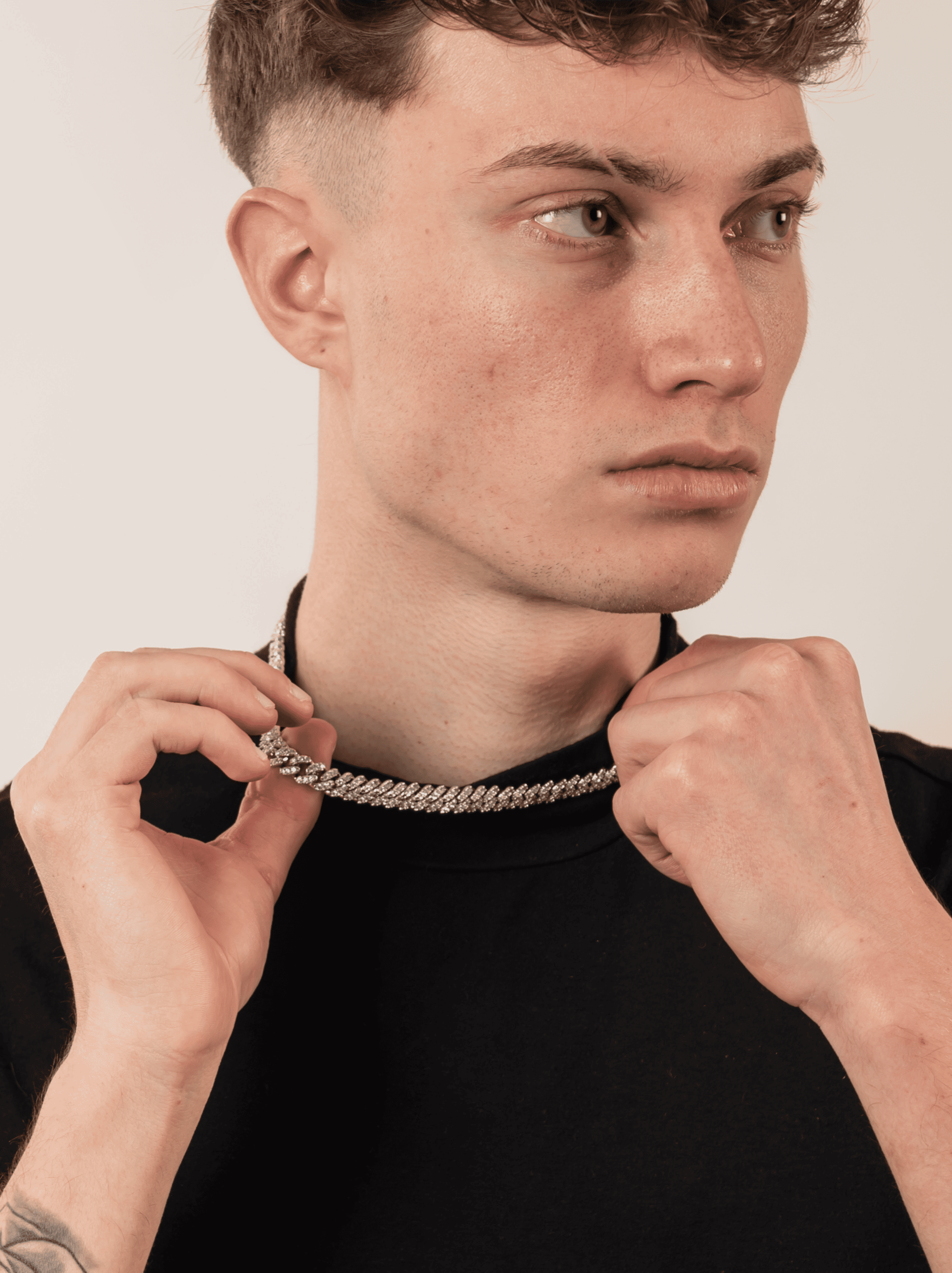 Collana ice cuban bianco silver 10 mm