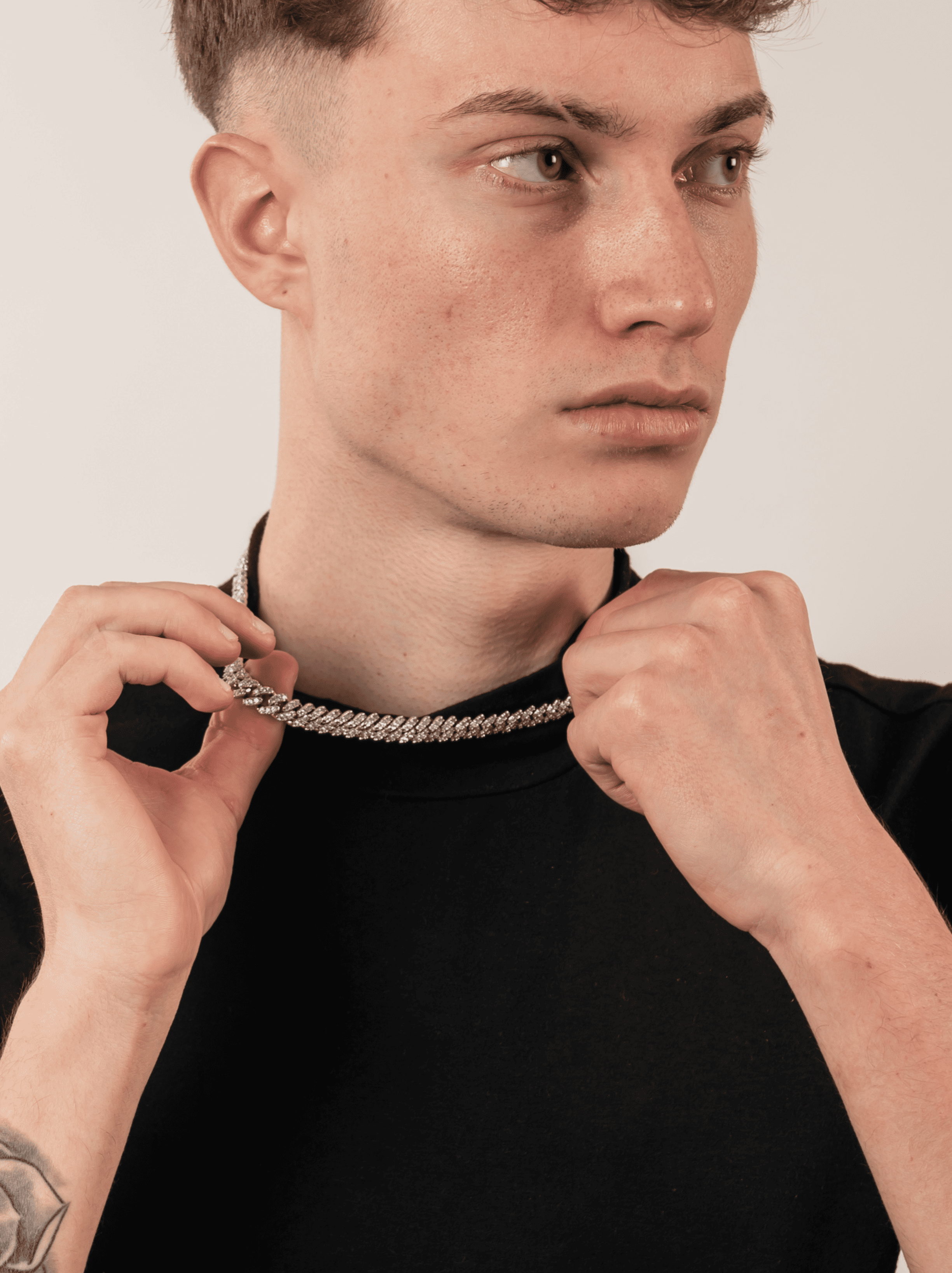Collana ice cuban bianco gold 10 mm