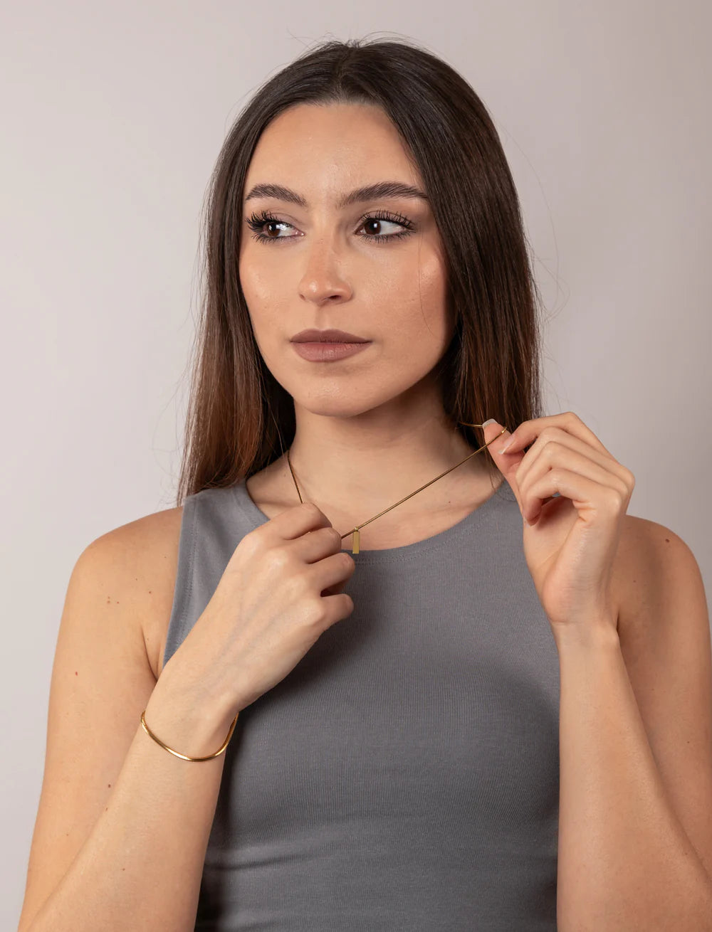Set minimal pendente square oro