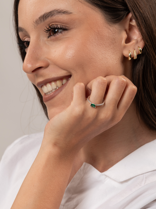 Anello Pietra Zirconia Verde in argento Sterling 925