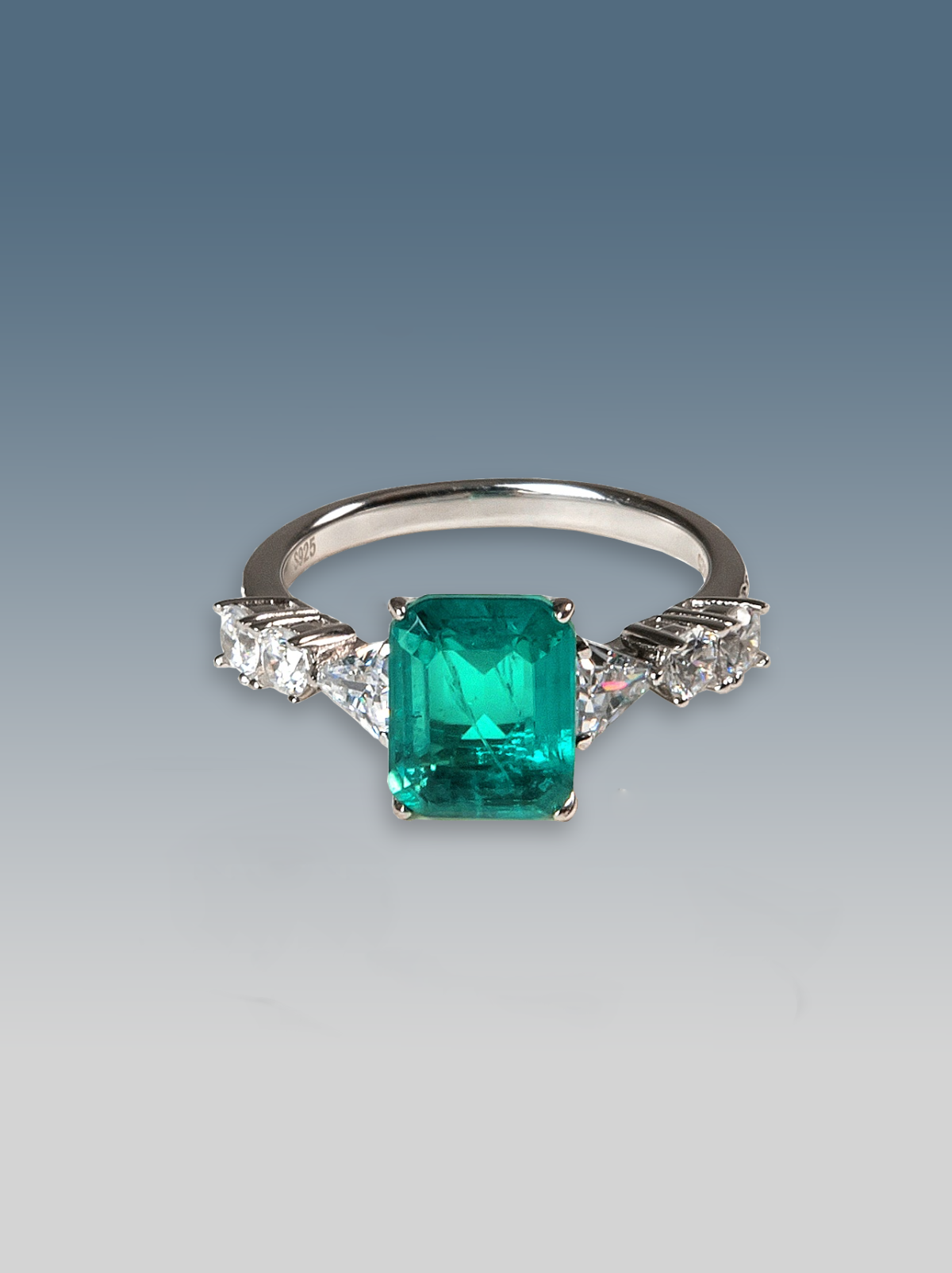 Anello Pietra Quadra Verde