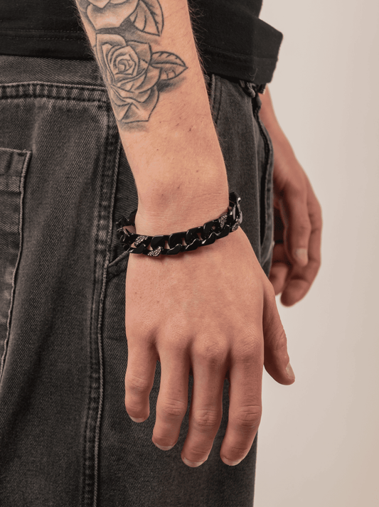 Bracciale cuban ice black blu 12 mm