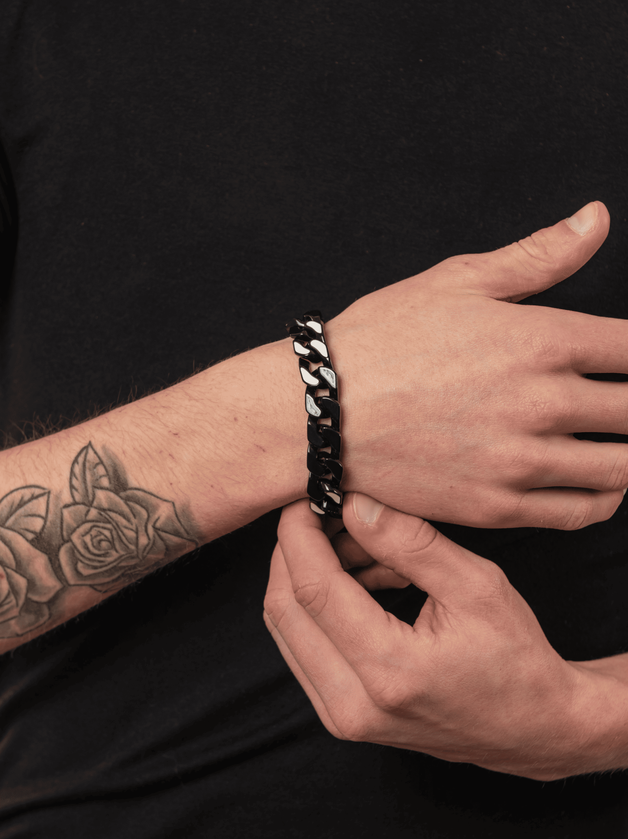 Bracciale cuban ice black bianco 12 mm