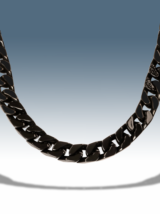 Ice Cuban Schwarze Halskette 12 mm