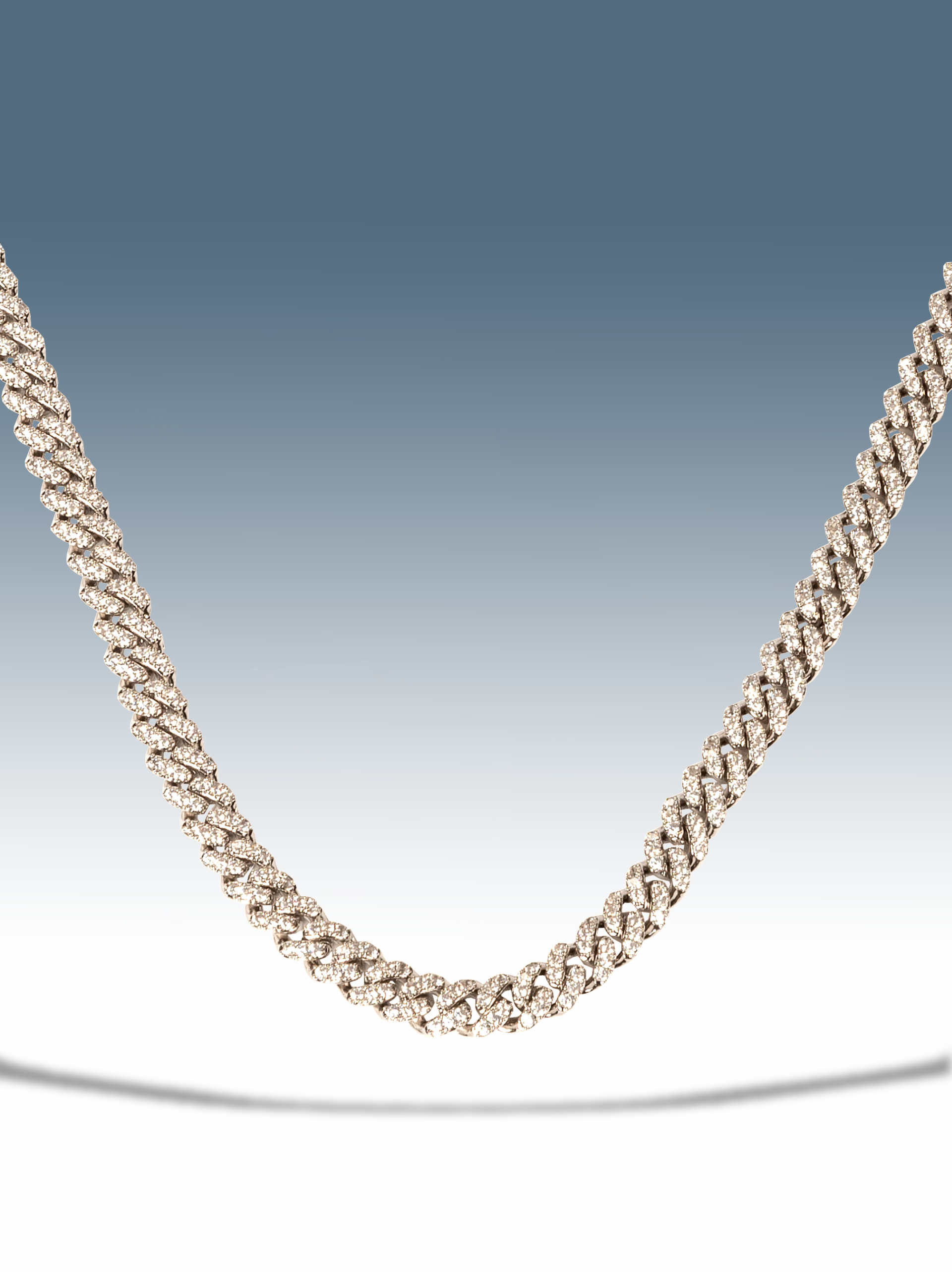 Collana ice cuban bianco silver 10 mm