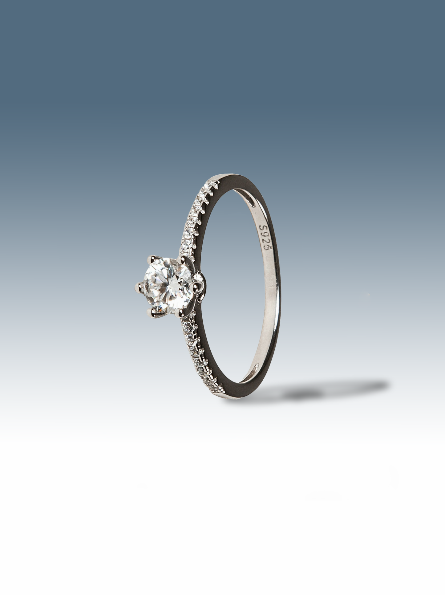 Anello Pietra Solitaria in argento Sterling 925