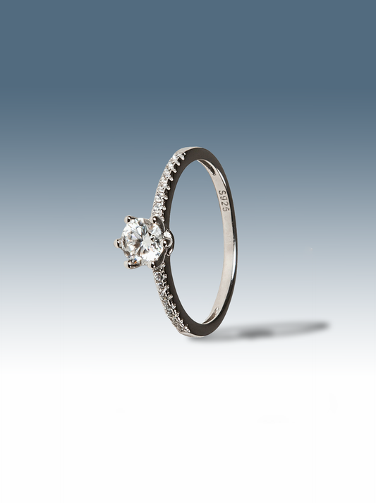 Anello Pietra Solitaria in argento Sterling 925