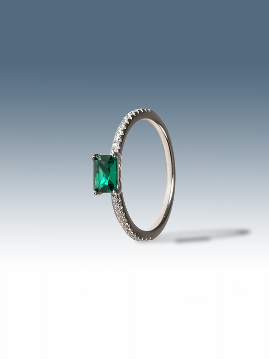 Anello Pietra Zirconia Verde in argento Sterling 925
