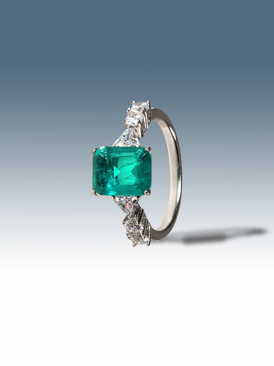 Anello Pietra Quadra Verde in argento Sterling 925