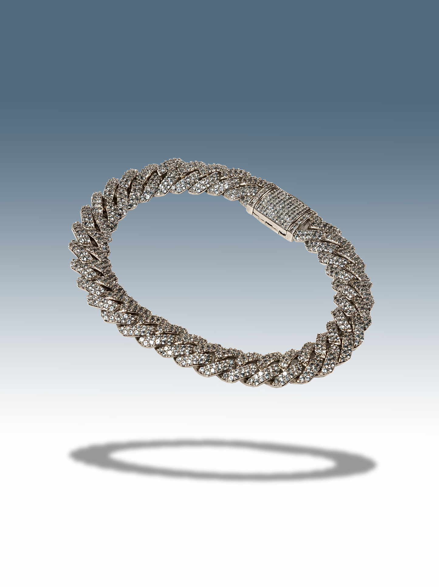 Bracciale ice cuban azzurro silver 10 mm