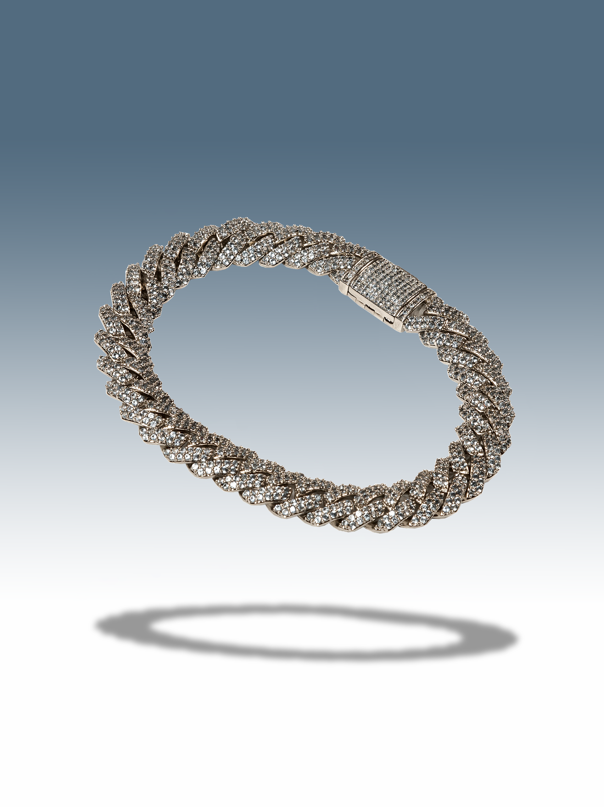 Bracciale ice cuban azzurro silver 10 mm