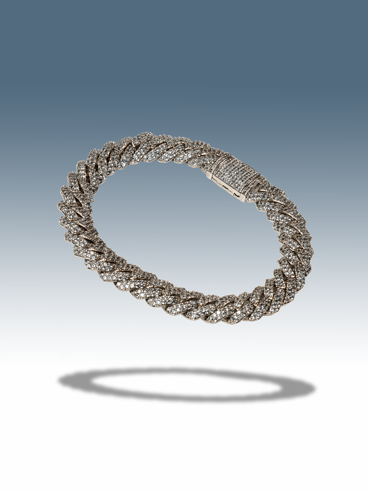 Ice Cuban Armband blau silber 10 mm