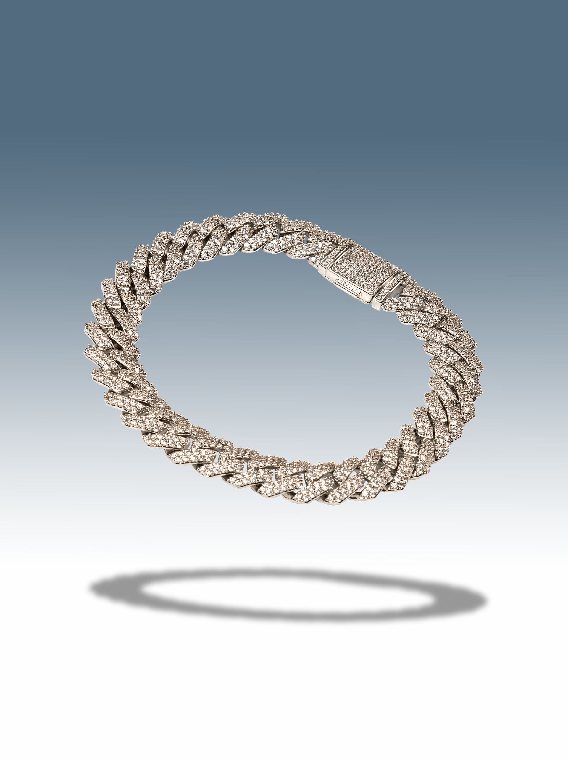 Bracciale ice cuban bianco silver 10 mm