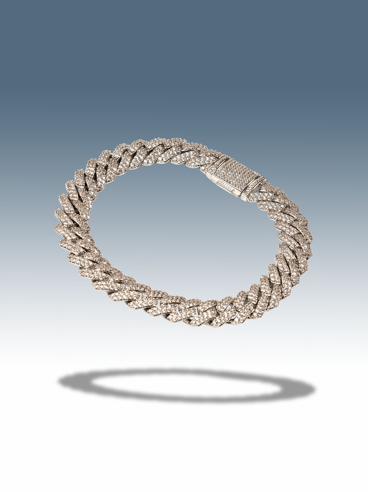 Ice Cuban Armband weiß silber 10 mm