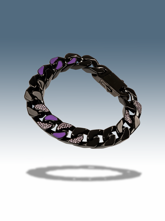 Bracciale cuban ice black blu 12 mm