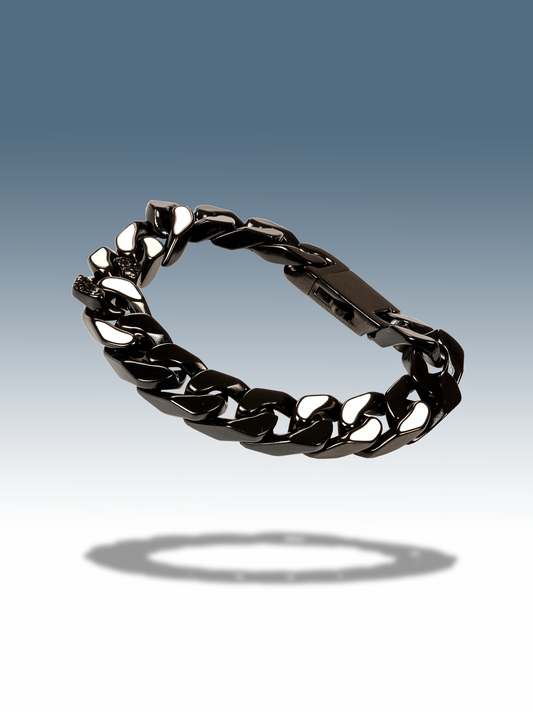 Bracciale cuban ice black bianco 12 mm