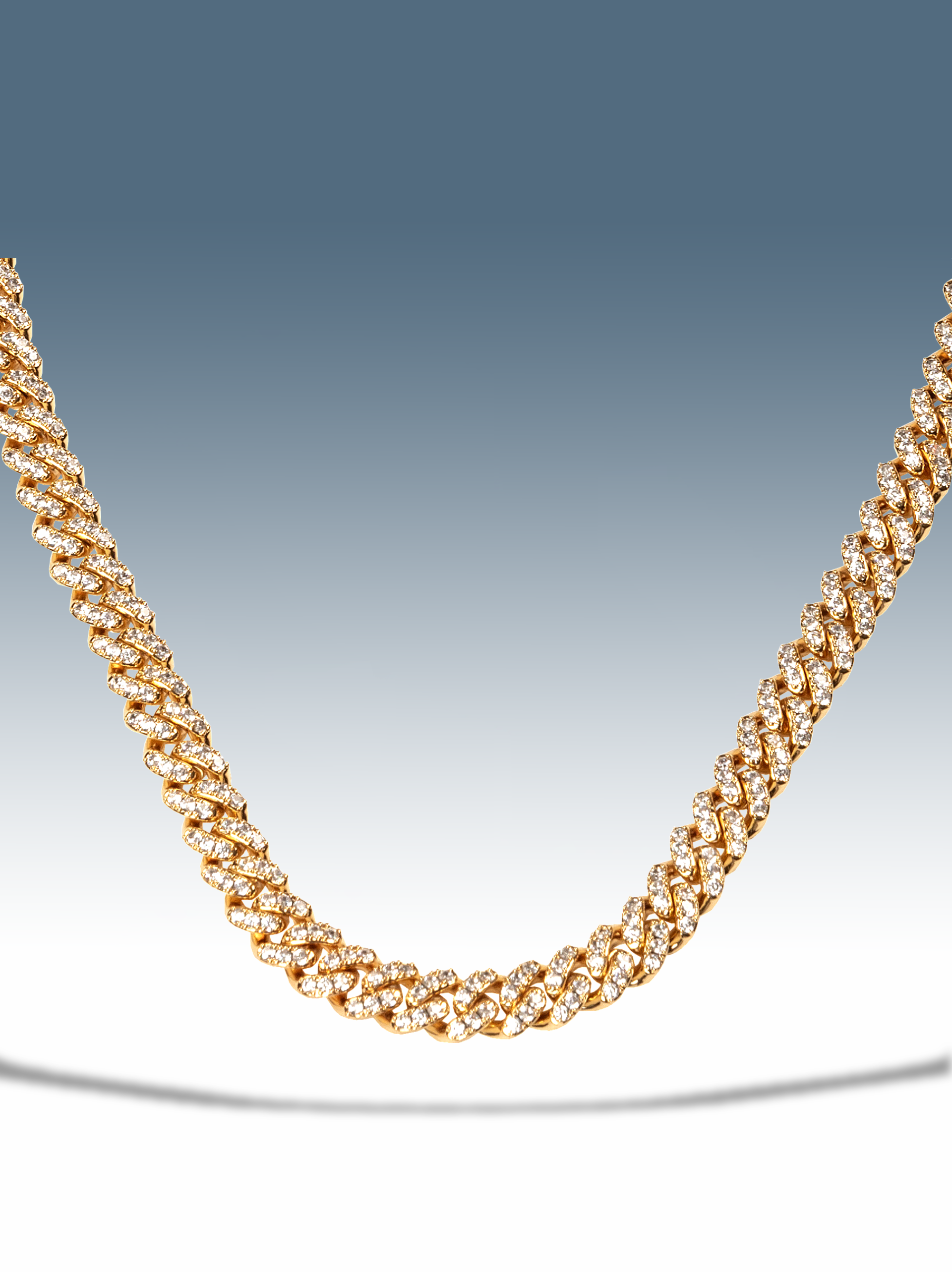 Collana ice cuban bianco gold 10 mm