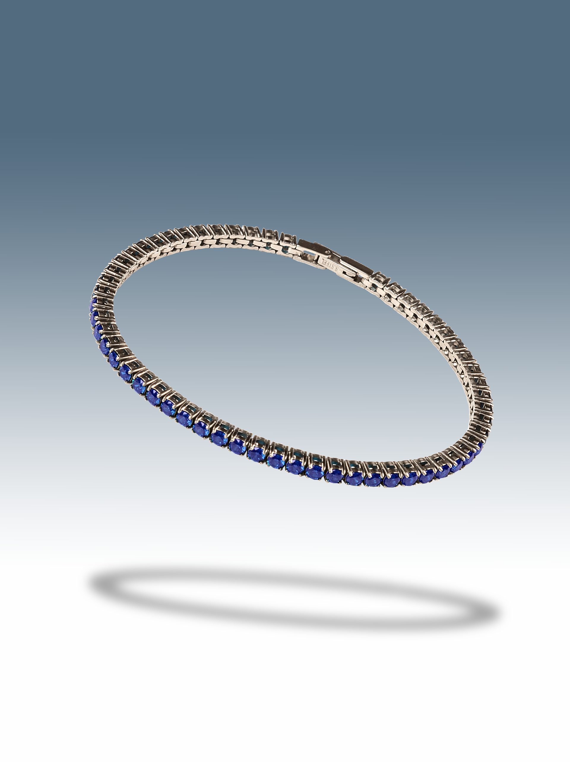 Bracciale tennis blu silver 3 mm