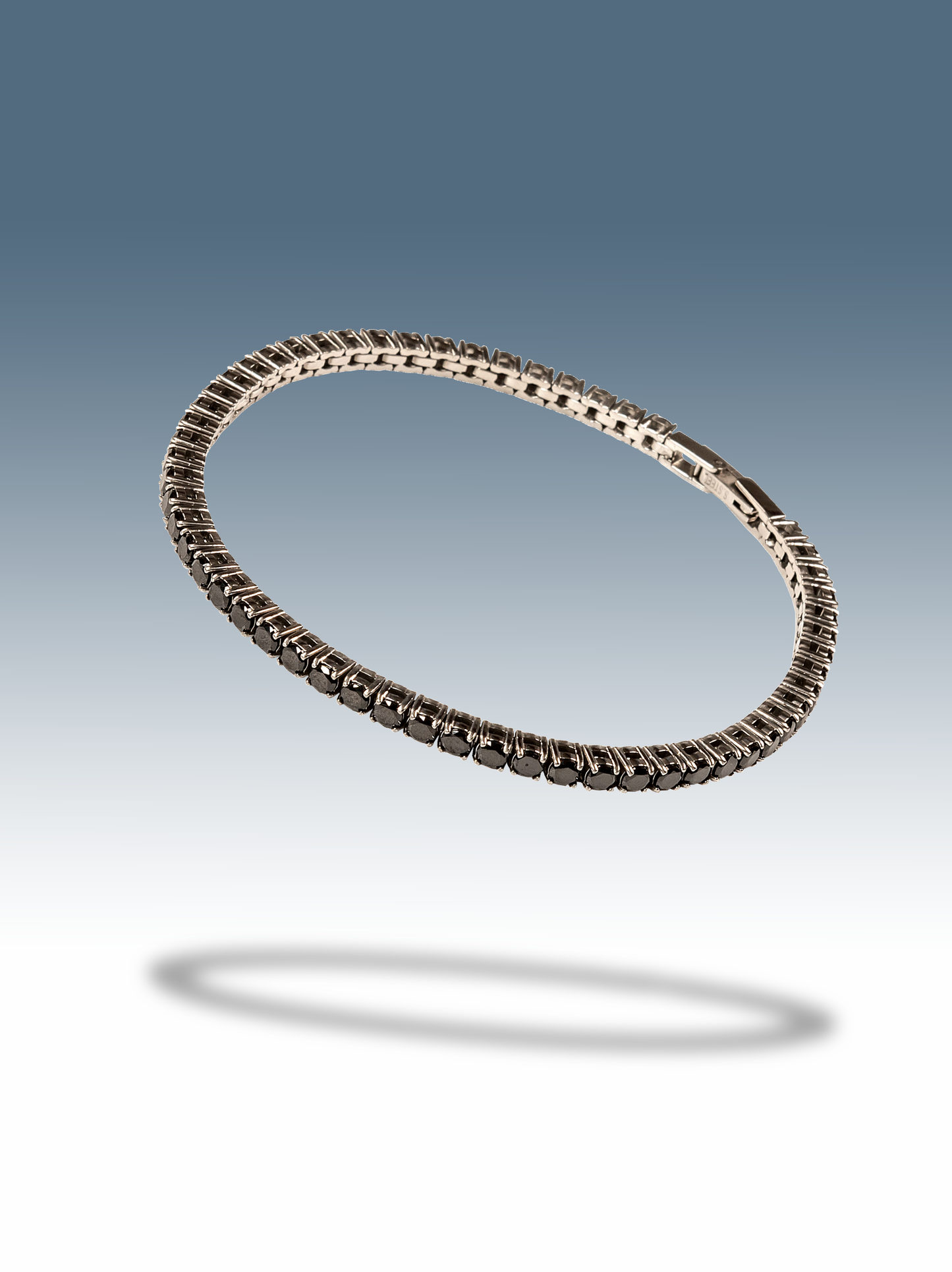 Schwarzes silbernes Tennisarmband 3 mm