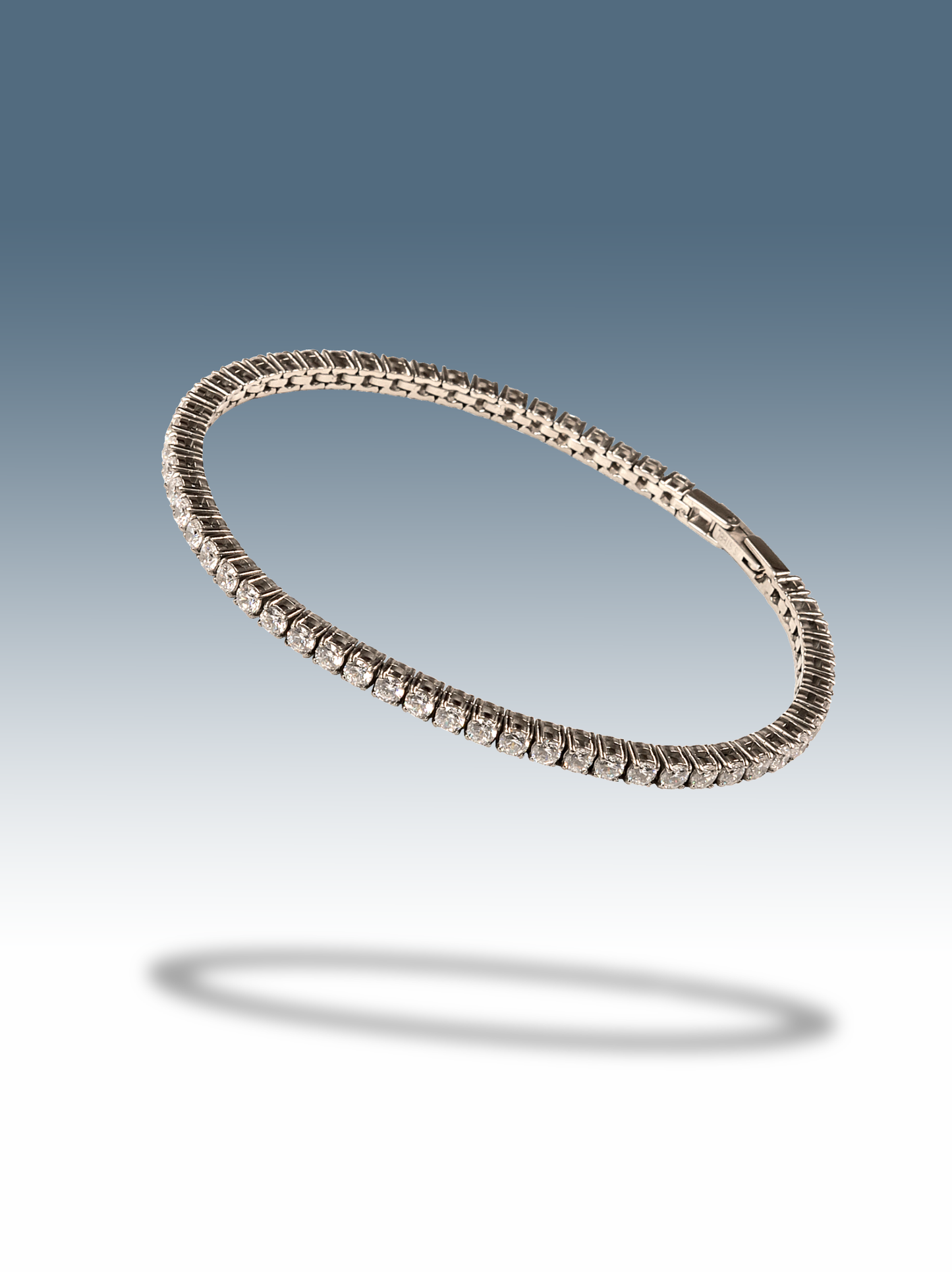 Weißes silbernes Tennisarmband 3 mm