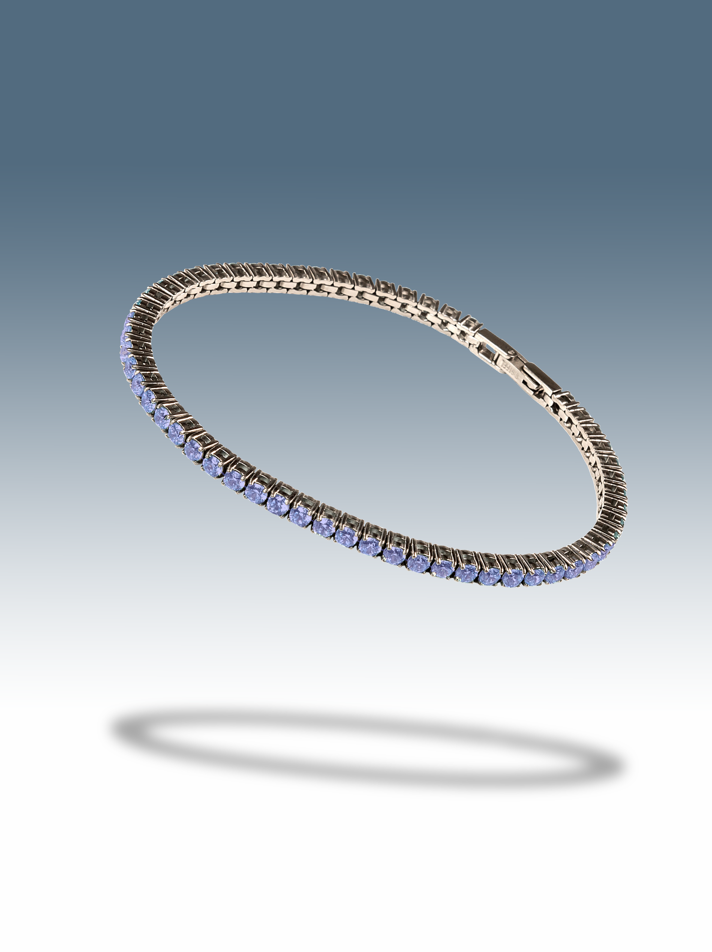 Blaues Tennisarmband Silber 3 mm