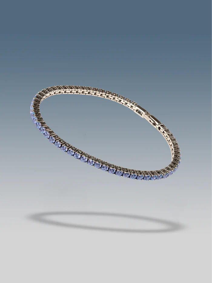 Bracciale tennis azzurro silver 3 mm