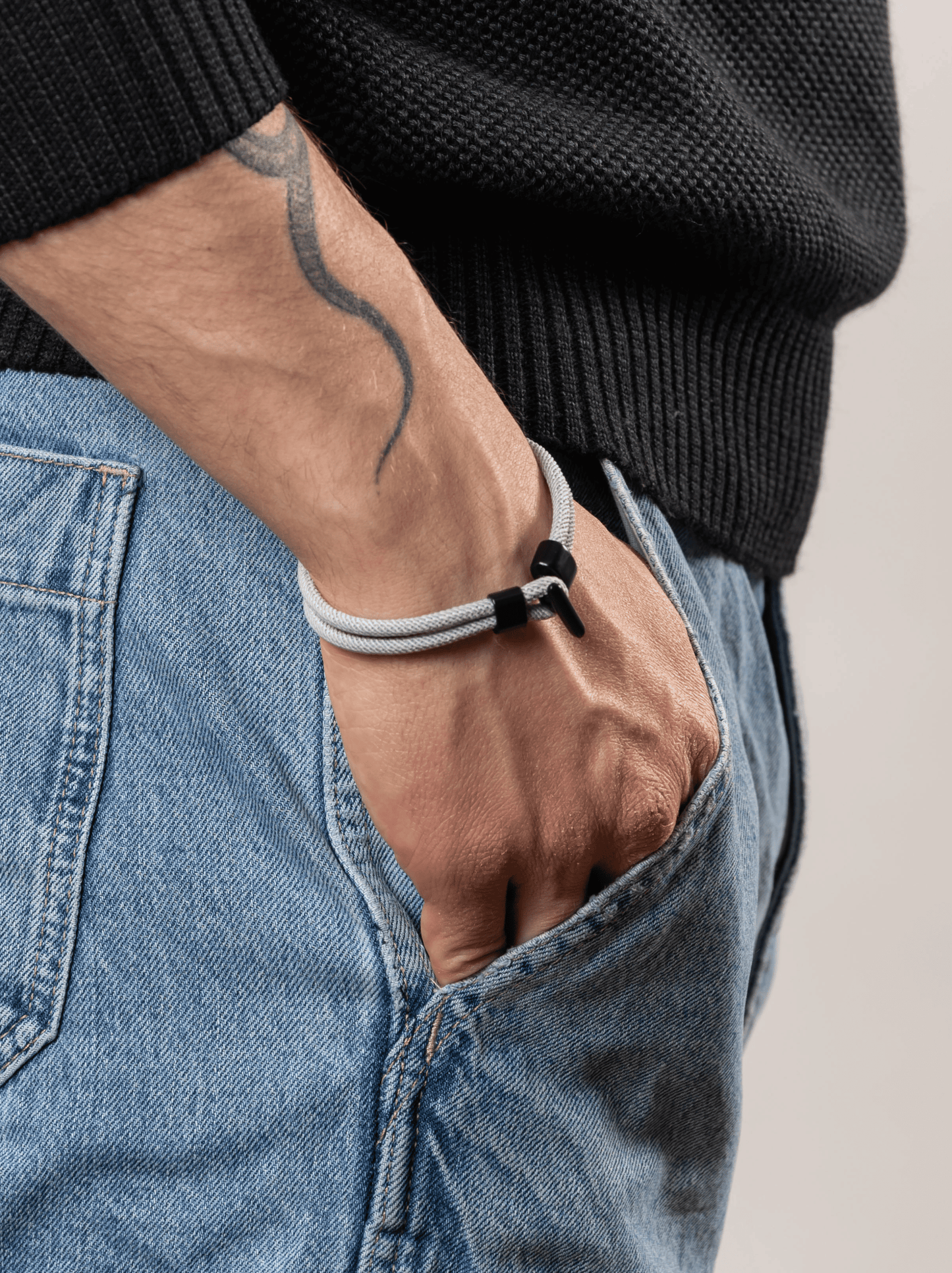 Seilarmband Anker grau